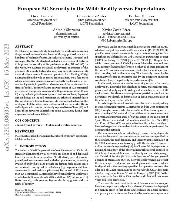 European 5G Security in the Wild: Reality versus Expectations