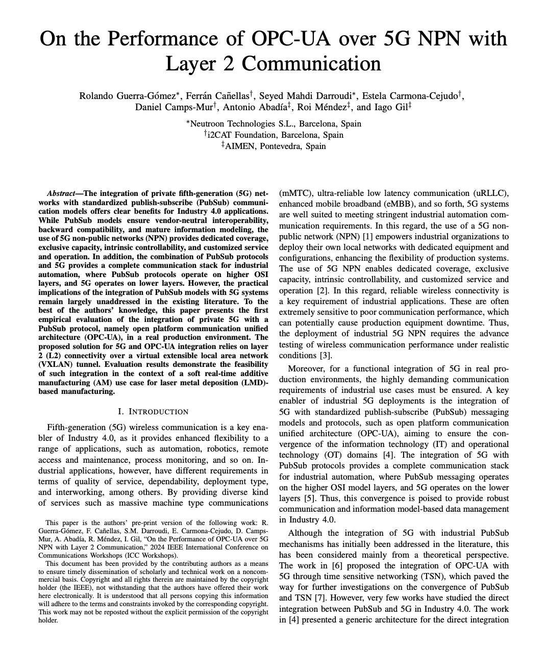 On the Performance of OPC-UA over 5G NPN with Layer 2 Communication